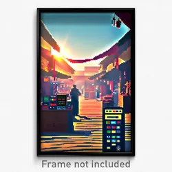Pixel Art Poster - Remote Bazaar (8 Bit Psychedelic Trippy Video Game Print)