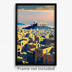Pixel Art Poster - Incredible Acropolis (8 Bit Psychedelic Video Game Print)