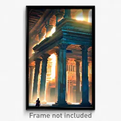 Pixel Art Poster - Ample Ancient Architecture (8 Bit Video Game Print)