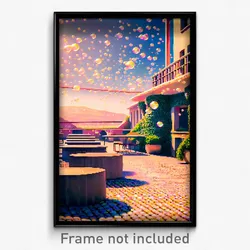 Pixel Art Poster - Bubbly Terrace (8 Bit Psychedelic Trippy Video Game Print)