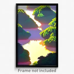 Pixel Art Poster - Shady Archipelago (8 Bit Psychedelic Trippy Video Game Print)