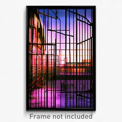 Pixel Art Poster - Complex Wire Frame Yard (8 Bit Psychedelic Video Game Print)