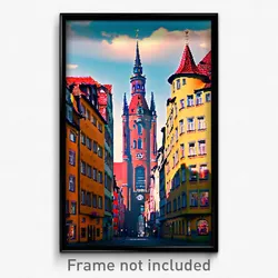 Pixel Art Poster - Tall German City (8 Bit Psychedelic Trippy Video Game Print)