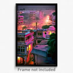 Pixel Art Poster - Creepy Indian City (8 Bit Psychedelic Video Game Print)