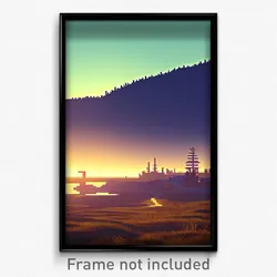 Pixel Art Poster - Noteworthy Anchorage (8 Bit Psychedelic Video Game Print)