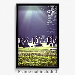 Pixel Art Poster - Unknown Graveyard (8 Bit Psychedelic Trippy Video Game Print)