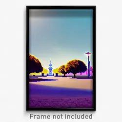 Pixel Art Poster - Light Blue Park (8 Bit Psychedelic Trippy Video Game Print)