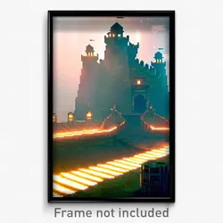 Pixel Art Poster - Strange Fort (8 Bit Psychedelic Trippy Video Game Print)