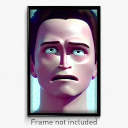 Pixel Art Poster - Animated Head (8 Bit Psychedelic Trippy Video Game Print)