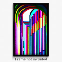 Pixel Art Poster - Multicolored Colonnade (8 Bit Psychedelic Video Game Print)