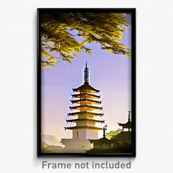 Pixel Art Poster - Uneven Pagoda (8 Bit Psychedelic Trippy Video Game Print)