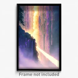 Pixel Art Poster - Secret Cascade (8 Bit Psychedelic Trippy Video Game Print)