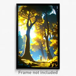 Pixel Art Poster - Golden Woods (8 Bit Psychedelic Trippy Video Game Print)