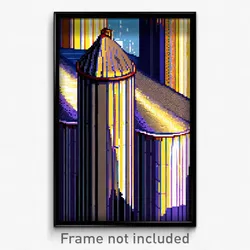 Pixel Art Poster - Animated Silo (8 Bit Psychedelic Trippy Video Game Print)
