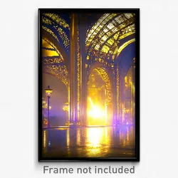 Pixel Art Poster - Golden Paris (8 Bit Psychedelic Trippy Video Game Print)