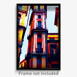 Pixel Art Poster - Distorted Spanish Architecture (8 Bit Video Game Print)