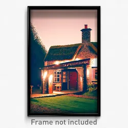 Pixel Art Poster - Shifty Cottage (8 Bit Psychedelic Trippy Video Game Print)