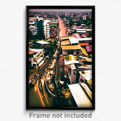 Pixel Art Poster - Damaged Thai City (8 Bit Psychedelic Trippy Video Game Print)