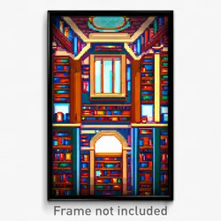 Pixel Art Poster - Rich Library (8 Bit Psychedelic Trippy Video Game Print)