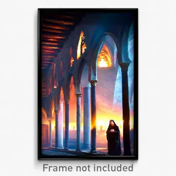 Pixel Art Poster - Hidden Monastery (8 Bit Psychedelic Trippy Video Game Print)