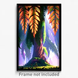 Pixel Art Poster - Leafy Forgeworks (8 Bit Psychedelic Trippy Video Game Print)