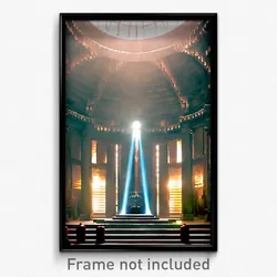 Pixel Art Poster - Thunderous Mausoleum (8 Bit Psychedelic Video Game Print)