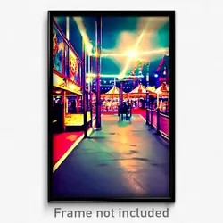 Pixel Art Poster - Narrow Fairground (8 Bit Psychedelic Trippy Video Game Print)