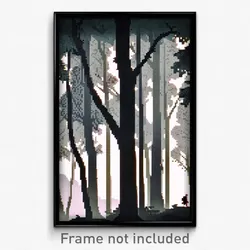 Pixel Art Poster - Gray Woods (8 Bit Psychedelic Trippy Weird Video Game Print)