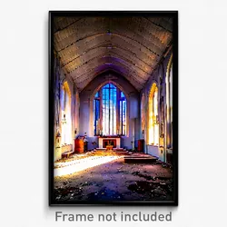 Pixel Art Poster - Abandoned Chapel (8 Bit Psychedelic Trippy Video Game Print)