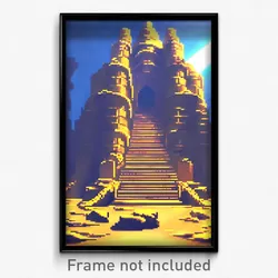 Pixel Art Poster - Unkempt Ziggurat (8 Bit Psychedelic Trippy Video Game Print)
