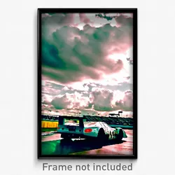 Pixel Art Poster - Cloudy Racecar (8 Bit Psychedelic Trippy Video Game Print)