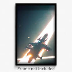 Pixel Art Poster - Long Spaceship (8 Bit Psychedelic Trippy Video Game Print)