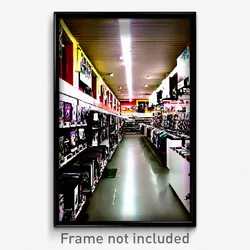 Pixel Art Poster - Energetic Vinyl Store (8 Bit Psychedelic Video Game Print)