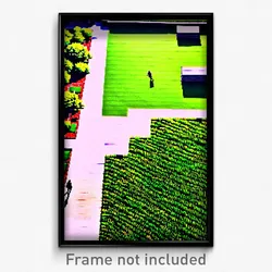 Pixel Art Poster - Green Courtyard (8 Bit Psychedelic Trippy Video Game Print)