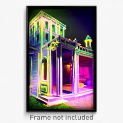 Pixel Art Poster - Plastic Mansion (8 Bit Psychedelic Trippy Video Game Print)
