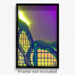 Pixel Art Poster - Wire Frame Glitchy Peninsula (8 Bit Video Game Print)
