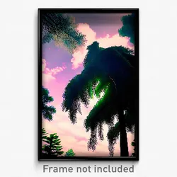 Pixel Art Poster - Clear Cloud Forest (8 Bit Psychedelic Video Game Print)
