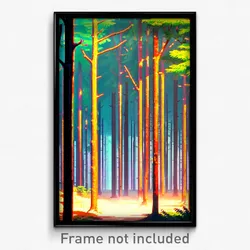 Pixel Art Poster - Thin Woods (8 Bit Psychedelic Trippy Weird Video Game Print)