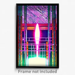 Pixel Art Poster - Complex Wire Frame Music Festival (8 Bit Video Game Print)