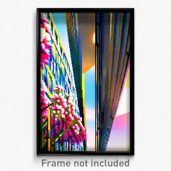 Pixel Art Poster - Flowery Modern Architecture (8 Bit Video Game Print)