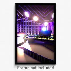 Pixel Art Poster - Digital Wire Frame Music Studio (8 Bit Video Game Print)