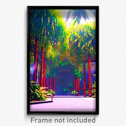 Pixel Art Poster - Leafy Meeting Place (8 Bit Psychedelic Video Game Print)