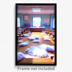 Pixel Art Poster - Fluffy Classroom (8 Bit Psychedelic Trippy Video Game Print)
