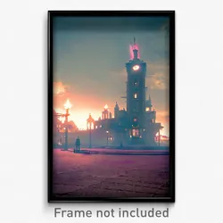 Pixel Art Poster - Monstrous Plaza (8 Bit Psychedelic Trippy Video Game Print)