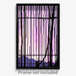 Pixel Art Poster - Wire Frame Wilderness (8 Bit Psychedelic Video Game Print)