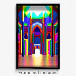 Pixel Art Poster - Multicolored Antechamber (8 Bit Psychedelic Video Game Print)
