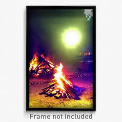 Pixel Art Poster - Rundown Bonfire (8 Bit Psychedelic Trippy Video Game Print)