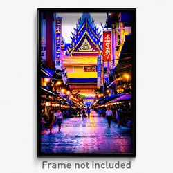 Pixel Art Poster - Admirable Thai City (8 Bit Psychedelic Video Game Print)
