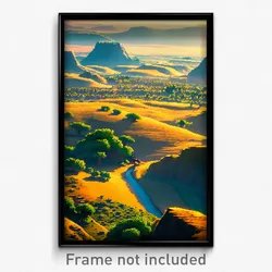 Pixel Art Poster - Fantastic Landscape (8 Bit Psychedelic Video Game Print)
