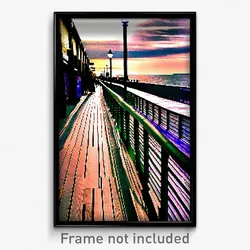 Pixel Art Poster - Attractive Boardwalk (8 Bit Psychedelic Video Game Print)